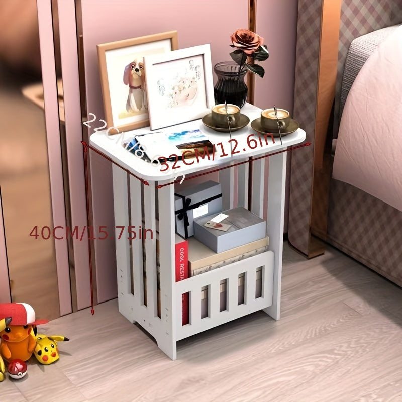 European Style Wooden Side Table with Drawer Storage, Round and Square End Table for Living Room and Bedroom