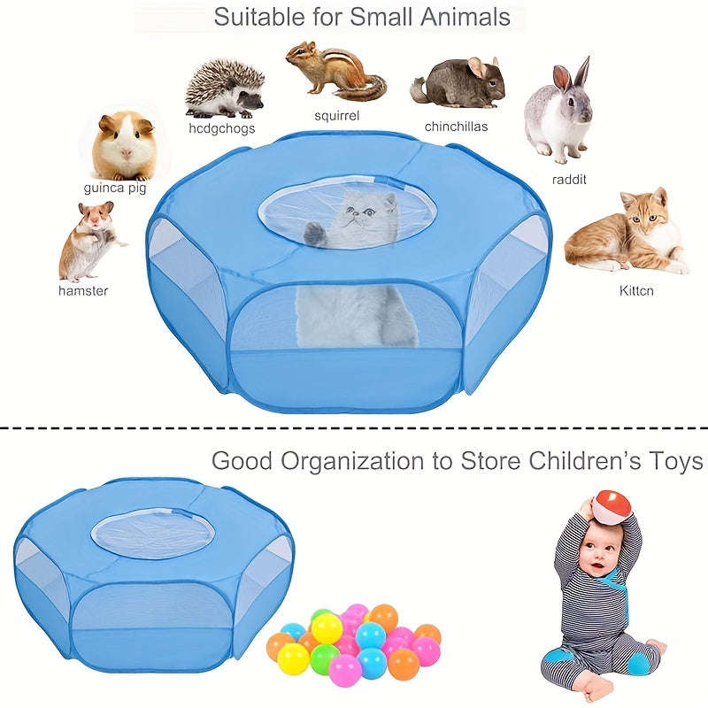 Foldable Pet Playpen with Cover for Small Animals Durable PE Material