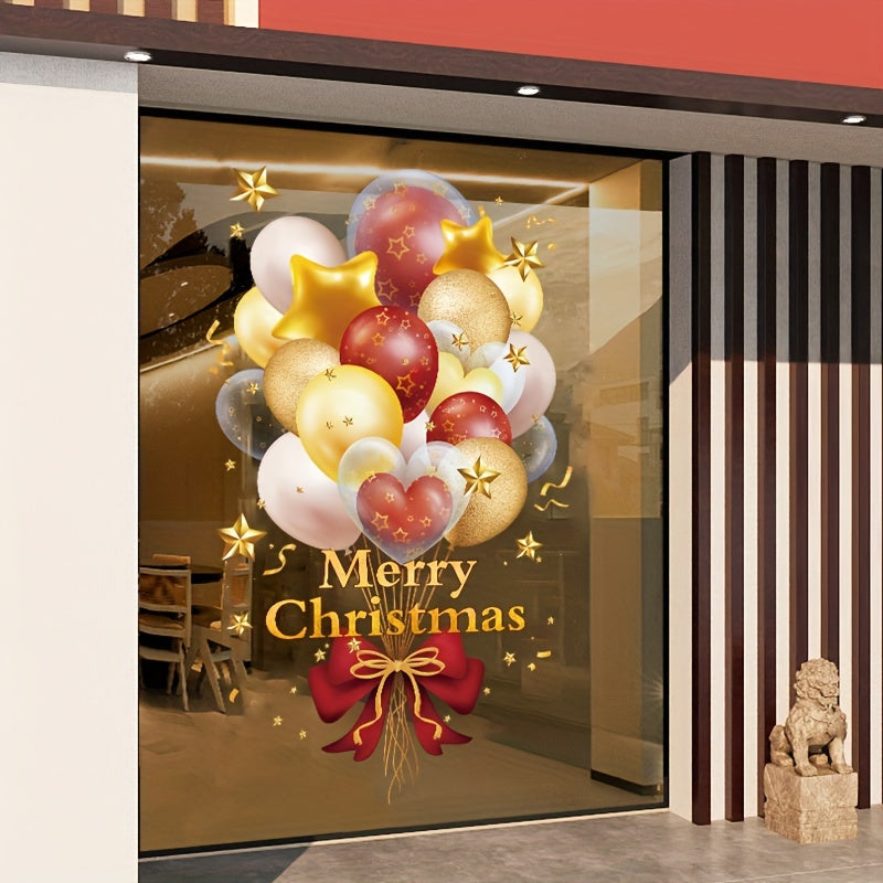 Set of 2 Christmas Wreath Window Clings Holiday Decor for Glass Doors