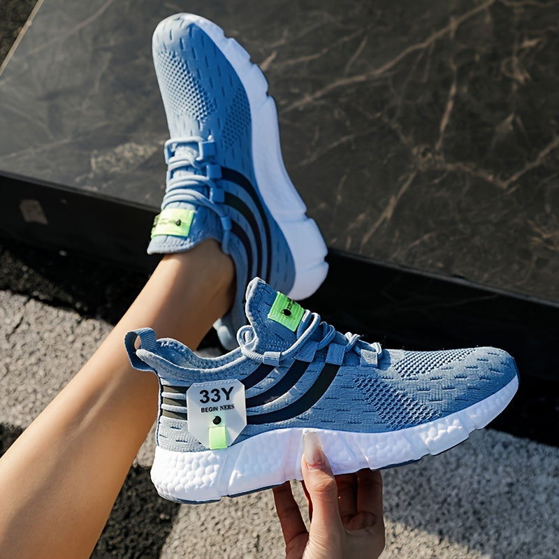 Ayollar uchun nafas oladigan knit platform sport poyafzallari, kundalik, bog‘lamli, sport kiyimlari, katta o‘lcham