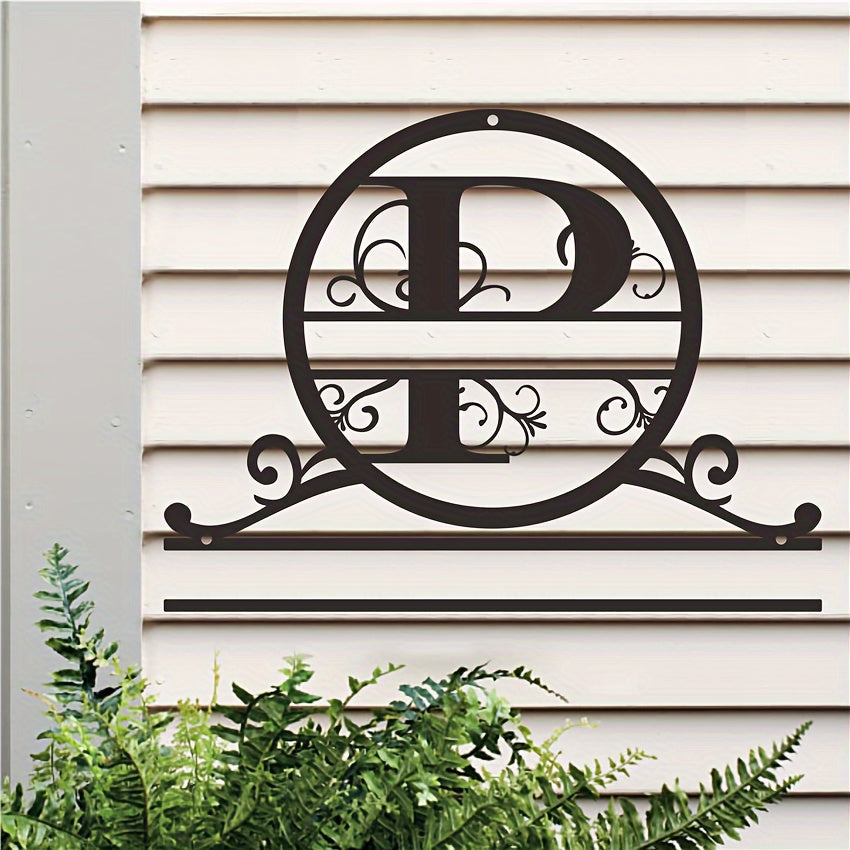 Maxsus metall oilaviy nom yozuvi bilan monogram va familiya, ob-havo sharoitiga chidamli, bardoshli va teksturali yakuniy uchun uy bezaklari