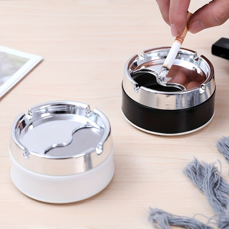 Stainless Steel Windproof Ashtray for Living Room Sealed Rotary Durable