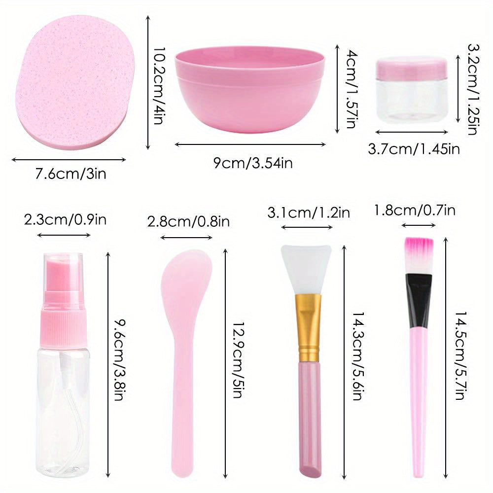 11-Piece DIY Facemask Mixing Tool Set in Pink with Silicone Bowls and Accessories