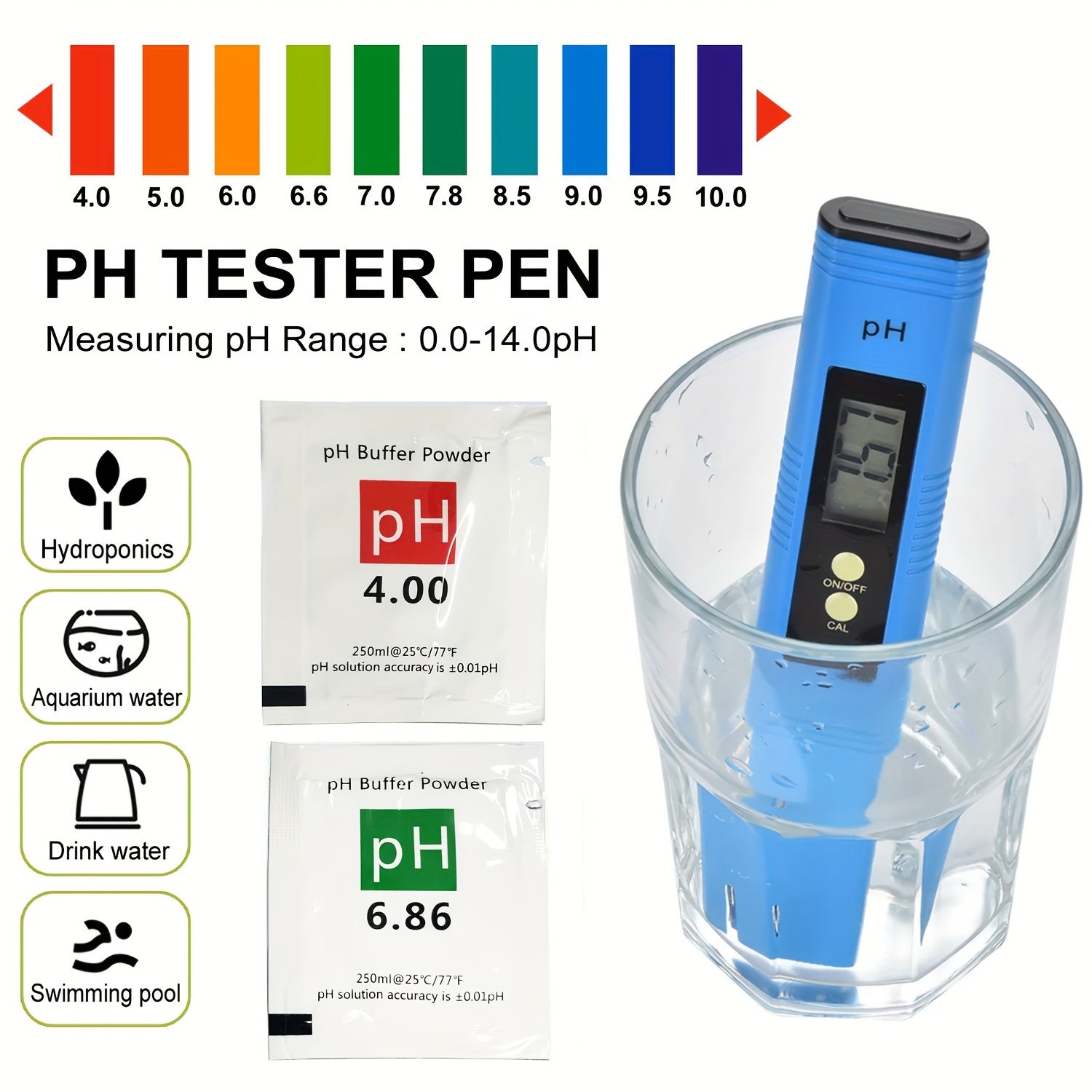 Digital Water Quality Tester Pen for pH and TDS Monitoring for Aquariums Pools and Spas