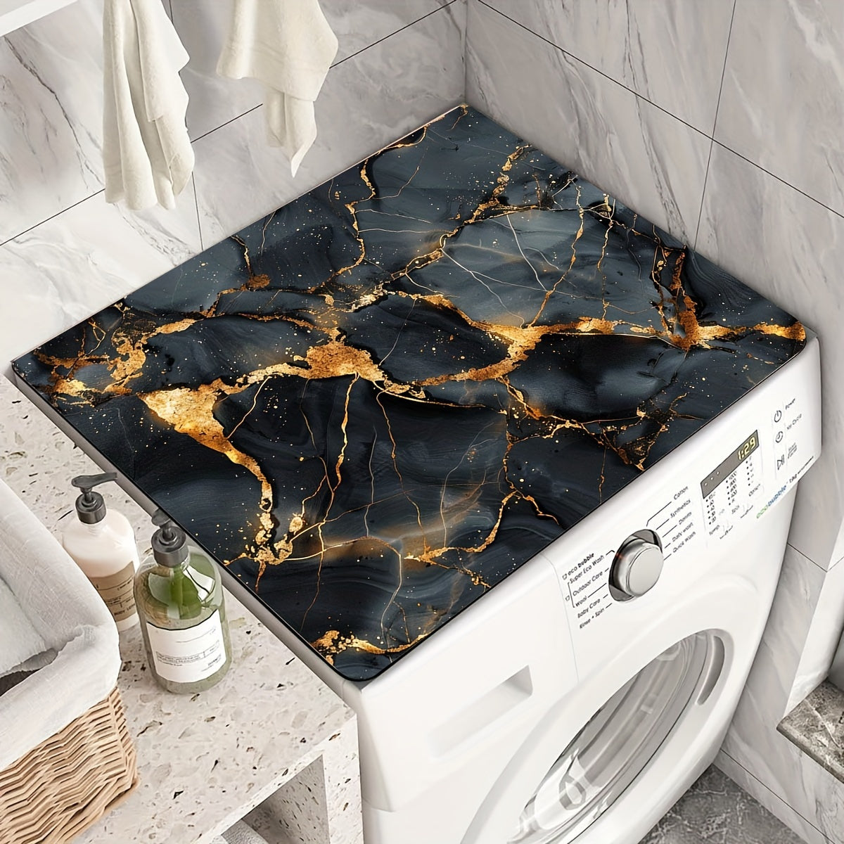 Qora va oltin marmar yuvish mashinasi qoplami mato, sirpanishga qarshi, singdiruvchi, yuqori pad