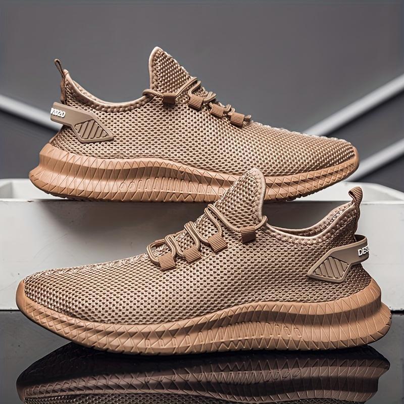 Men's Casual Athletic Sneakers Breathable Mesh Fabric Low Top Lace-Up Shoes for All-Season Comfort