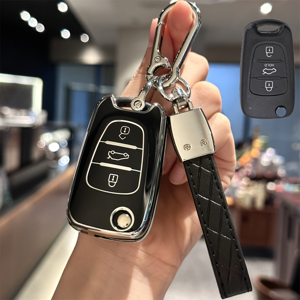Car Key Shell Cover with Keychain TPU Remote Protector for Honda Kia Models