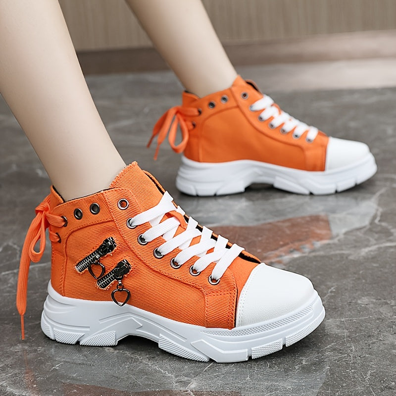 Женские повседневные высокие ботинки на шнуровке с боковой молнией, толстая подошва, весна-осень