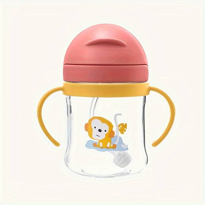 Kids 250ml Cartoon Print Leak-Proof Plastic Drinking Mug with Straw BPA-Free