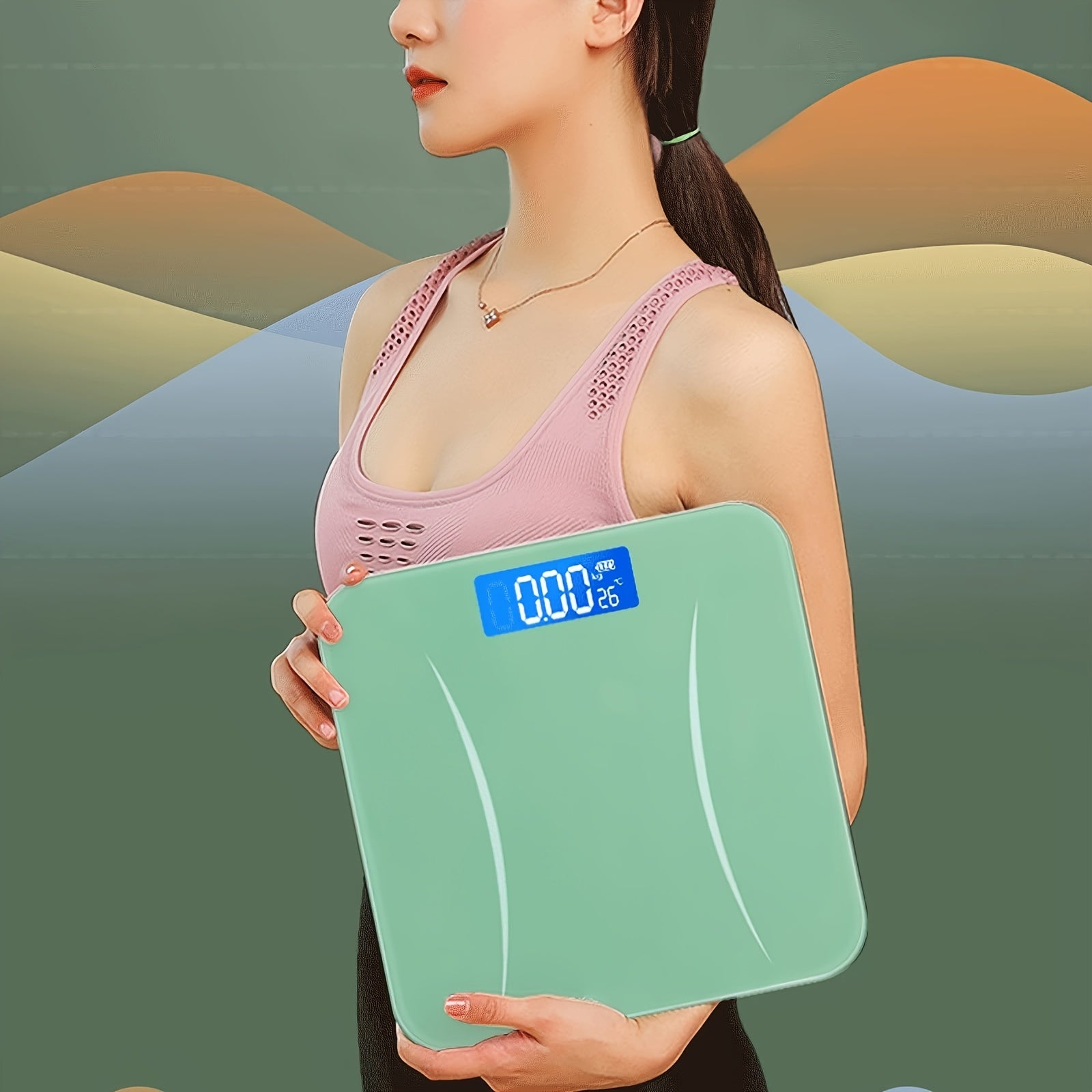 Digital Bathroom Scale with High Precision, Large LCD Display, Space-Saving