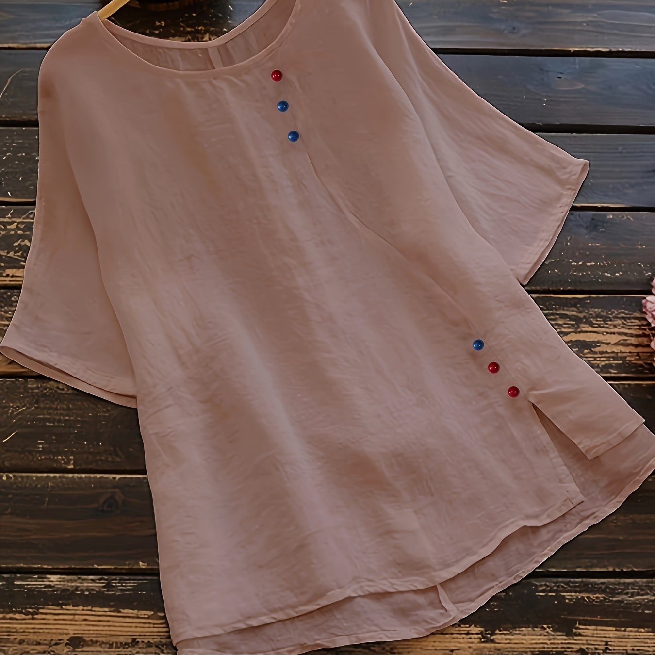 Plus Size Women’s Casual Short Sleeve Blouse Polyester Breathable Lightweight Seasonal