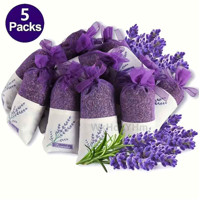 Set of 5 Lavender Scented Yarn Sachets for Car Drawer Wardrobe Purple