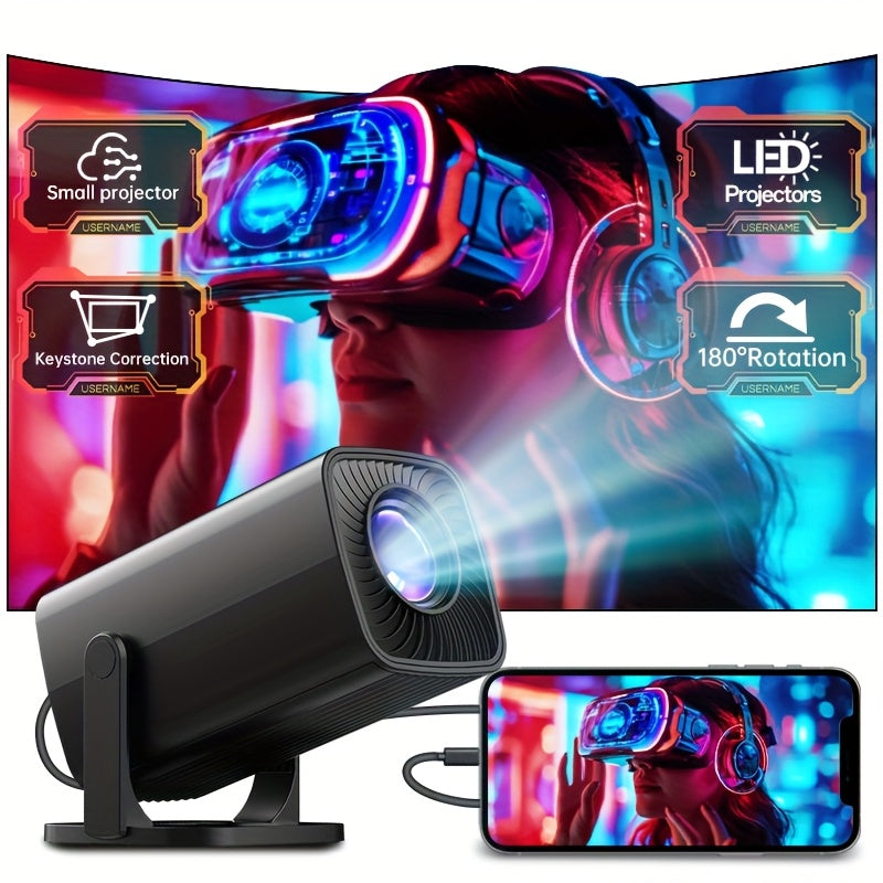 Uy kinoteatri uchun portativ qora smart HD proyektor 1080P USB-ni qo'llab-quvvatlaydi