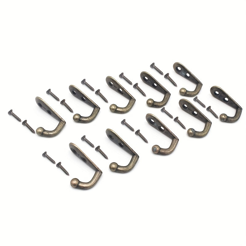 Ganchos de pared de aleación de zinc en bronce rústico para abrigos, llaves, bolsos, sombreros, set de 10
