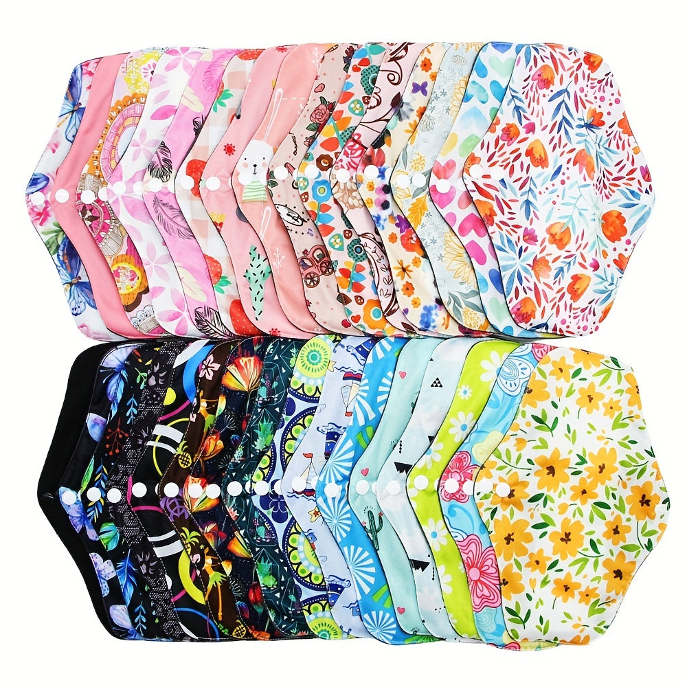 Reusable Menstrual Pads Set of 5 or 10 Bamboo Cloth Heavy Flow Overnight with Wings