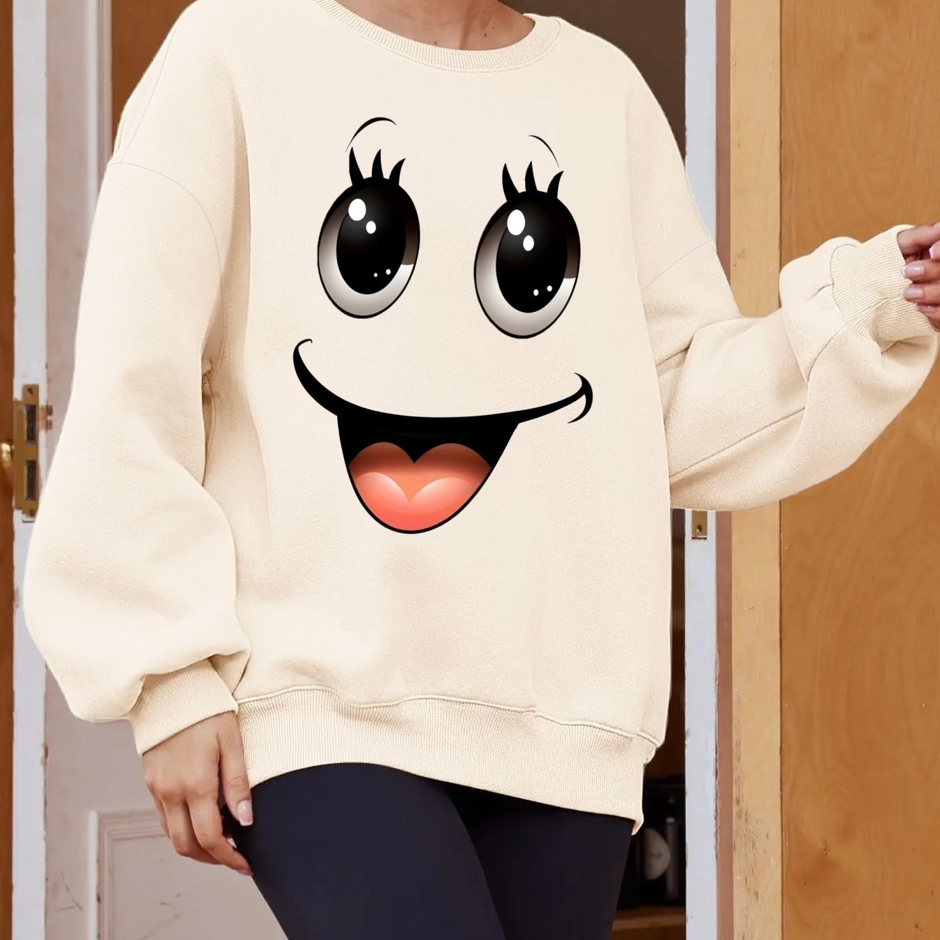 Plus Size Women's Long Sleeve Sweatshirt Geometric Pattern Breathable Casual Pullover