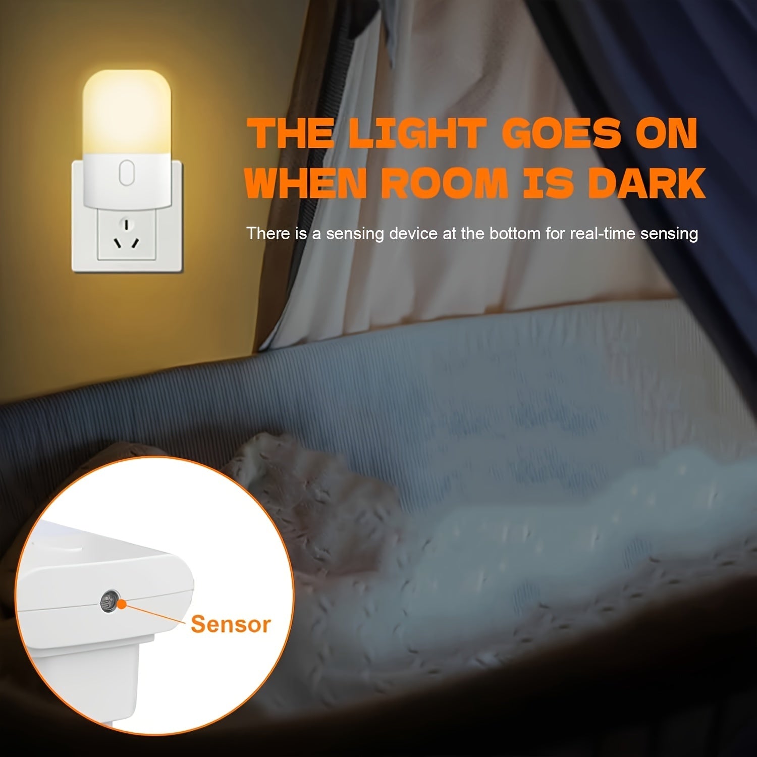 Adjustable Brightness LED Night Light for Bedroom Bathroom Kitchen Corridor Stairs Warm White 1 or 2 Pack