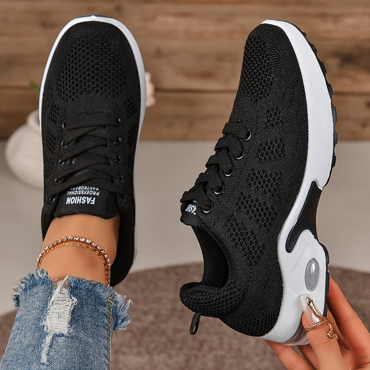 Ayollar uchun nafas oladigan, toʻqilgan pastki poyabzal, yugurish poyabzali, kundalik krossovkalar, kattaroq o'lcham