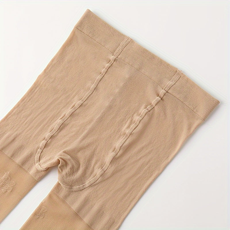 Girls' Nylon Blend Tights with Floral Jacquard Solid Color All-Season Kids' Leggings Pack