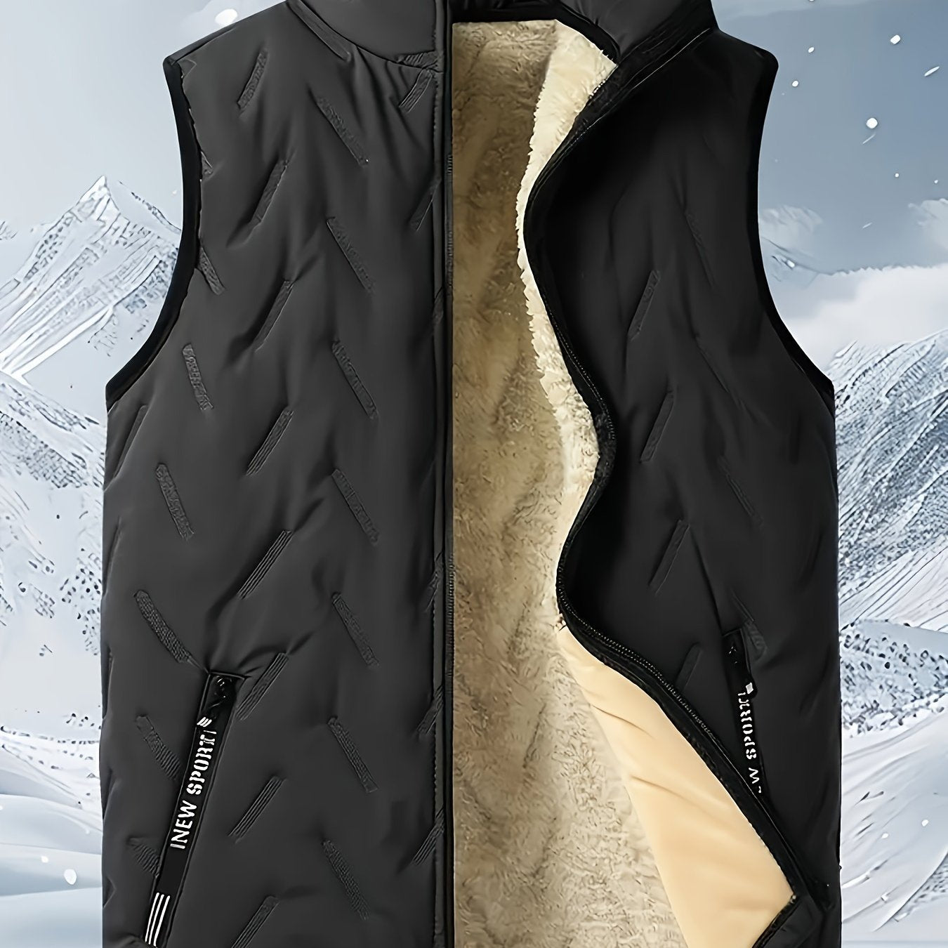 Men's Sleeveless Vest Polyester Stand Collar Solid Casual Fall Winter Outdoor