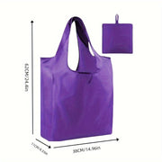 Qayta ishlatiladigan xarid sumkasi, yelka tasmasi bilan, mustahkam polyester materialidan tayyorlangan. Ushbu kvadrat oziq-ovqat sumkasi ko'p maqsadli saqlash va sayohat uchun mukammaldir. Keng qo'llaniladigan uy-ro'zg'or buyumi.