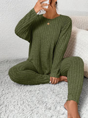 Women Long Sleeve Pajama Set Large Size Warm Slim Fit