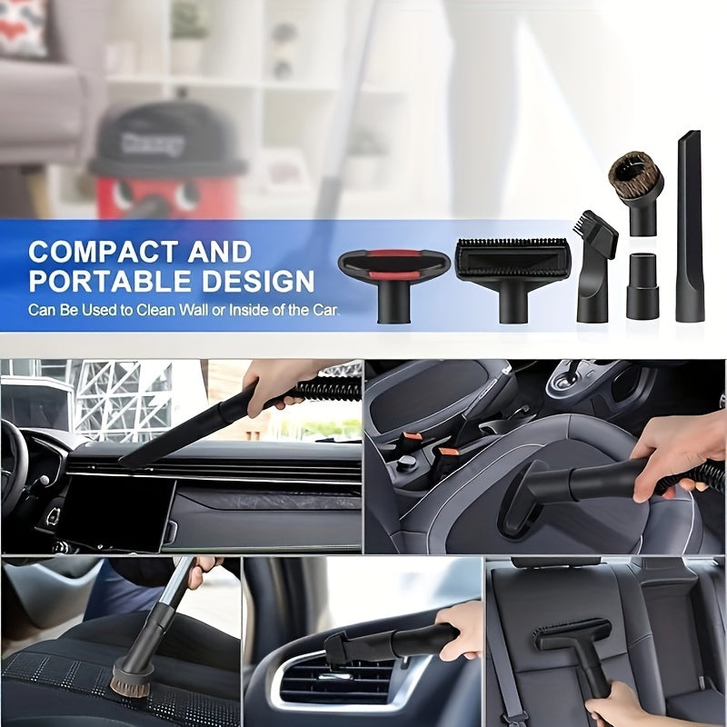 7-chi qismli vakuum qo'shimcha to'plami, 1-1/4 dyuymli shlang adapteri bilan yumshoq qoplamali cho'tka va moslashuvchan bo'shliq asbobi