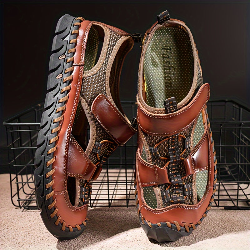 Erkaklar uchun tasodifiy sport sandallari, bir rangda, sozlanadigan bog'ich, kauchuk taglik va nafas oladigan, sirpanmaydigan dizayn bilan bahor, yoz va kuzda foydalanish uchun.