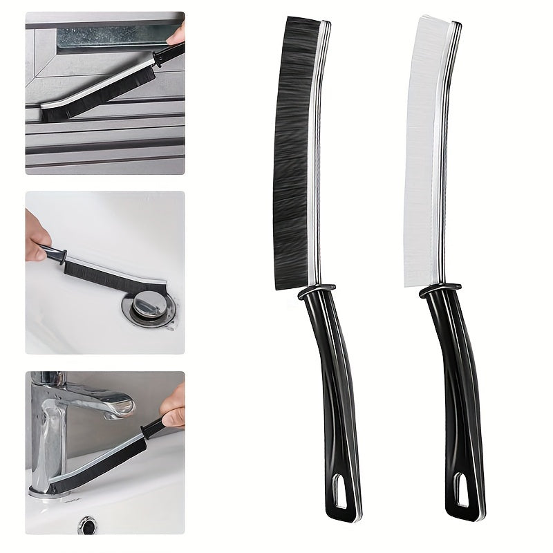 Juego de 3 cepillos de limpieza de hendiduras con cerdas duras y mangos ergonómicos para limpieza de baño y hogar