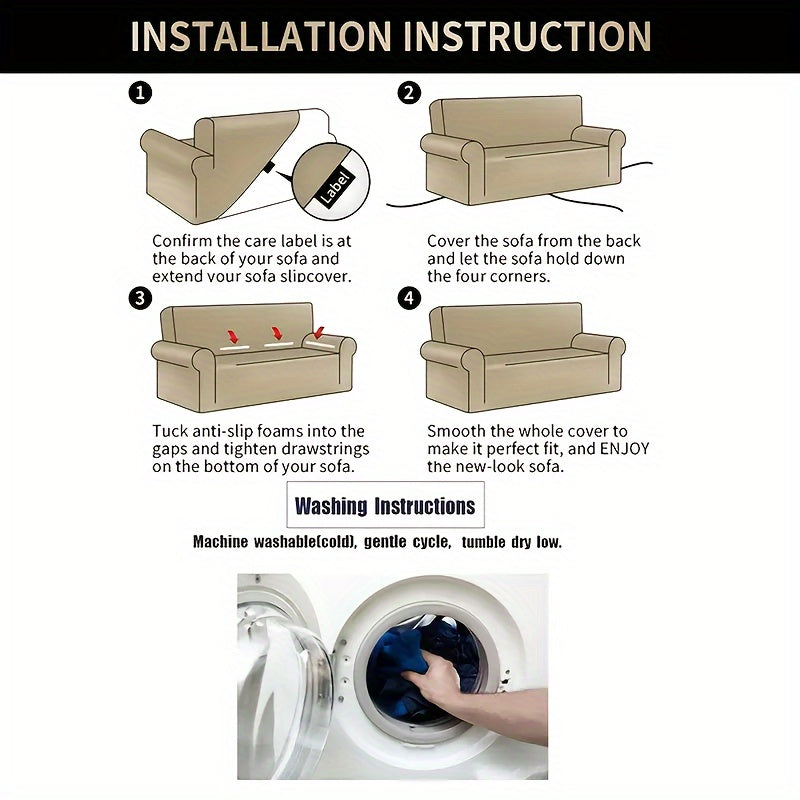 Высокая эластичная чехол для дивана с противоскользящей пенопластовой полосой, пылезащитный и подходящий для всех сезонов. Включает 1 наволочку без наполнителя. Размеры 40,89 см * 40,89 см. Идеально подходит для защиты мебели и улучшения домашнего декора.