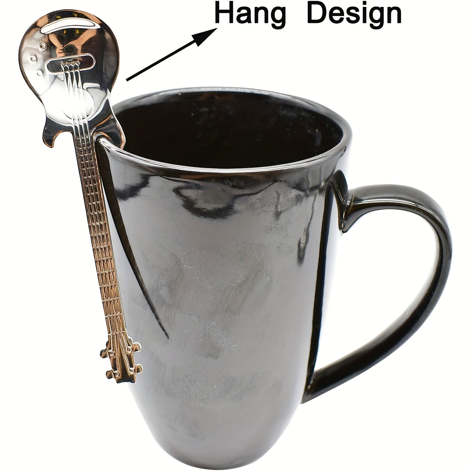 Set of 4 or 6 Guitar-Shaped Stainless Steel Coffee Spoons for Stirring and Spreading