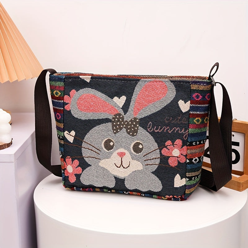 Multicolor Elephant Crossbody Bag for Women with Adjustable Strap and Zipper Closure