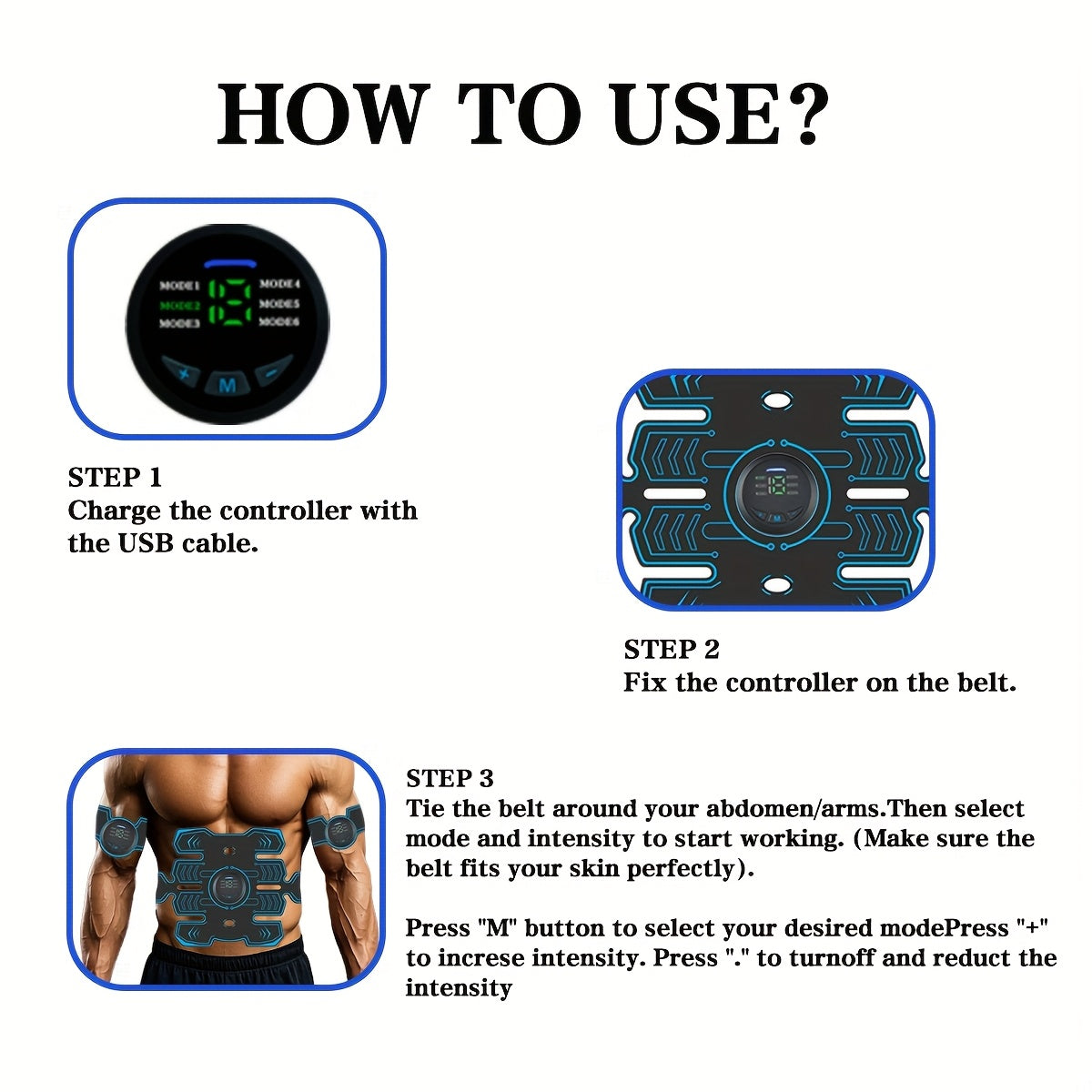 USB Charging Massage Waist Belt with TENS EMS Muscle Therapy Set