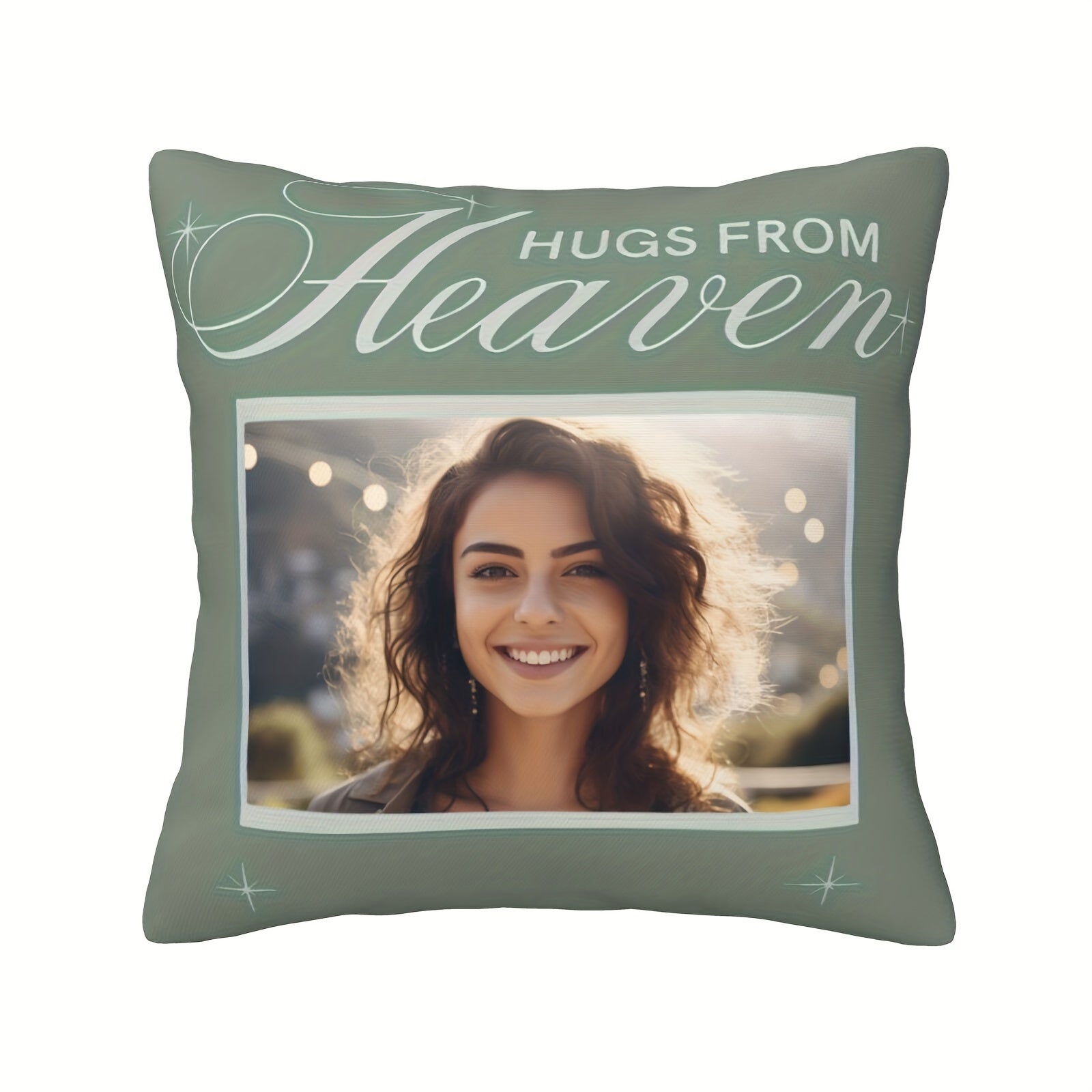 Custom Photo Pillowcase Hugs From Heaven Design 45.72x45.72 cm Soft Fabric Invisible Zipper