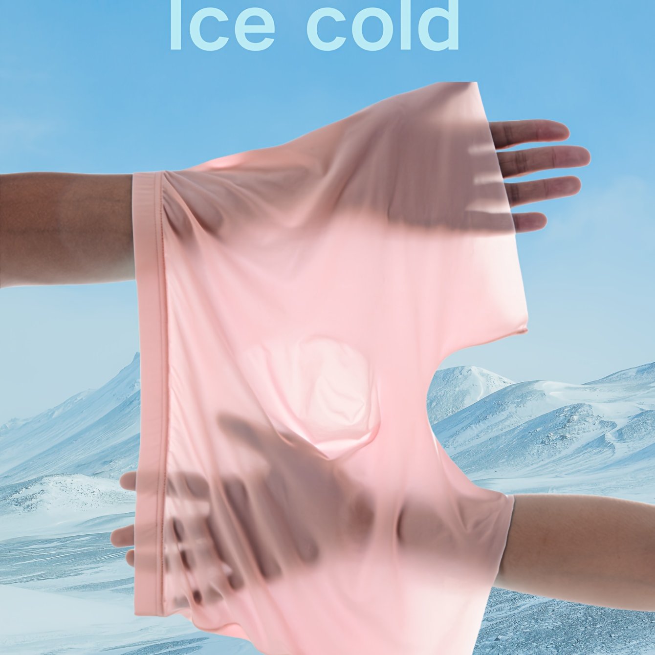 Men's Ice Silky Cool Underwear Semi-Transparent Pink 3D Molded Fit