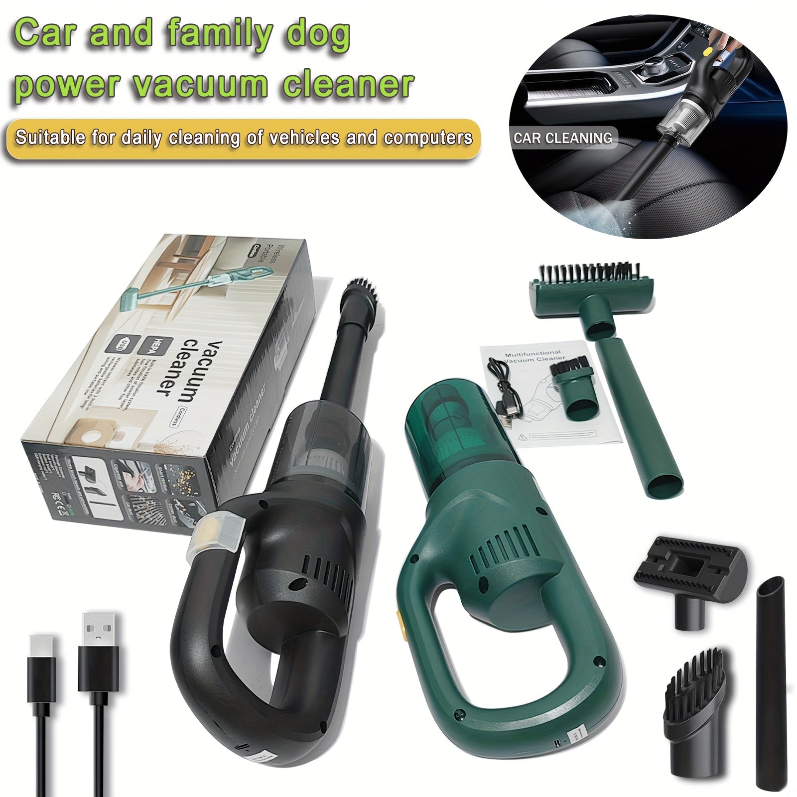 Wireless Handheld Vacuum Cleaner with Cyclone Suction for Car Office Home