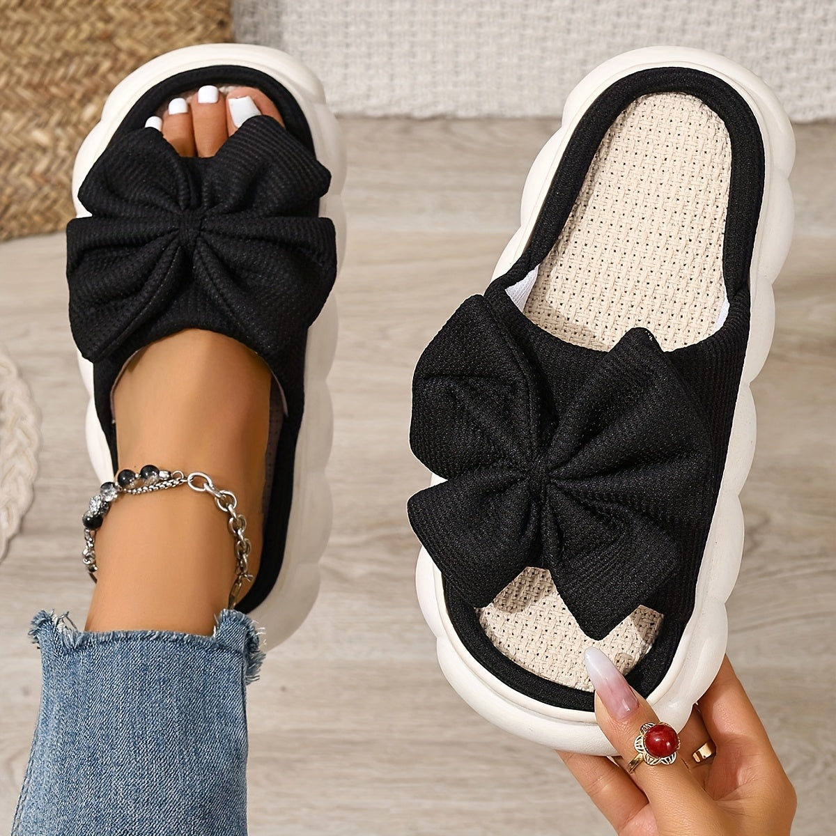 Women's Slippers Breathable Non-Slip Indoor Shoes Soft Thick Sole