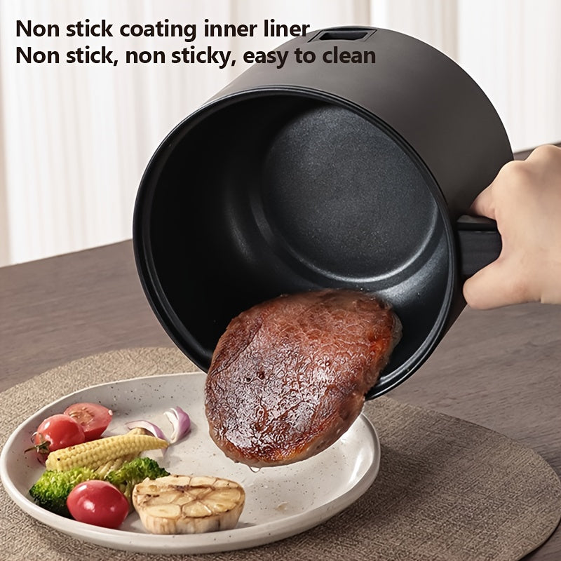 Compact black electric hot pot with multiple functions non-stick frying pan European plug