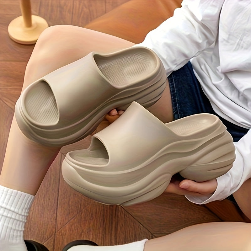 Women's Slip-On Sandals EVA Cushioned Open-Toe Black White Indoor Outdoor