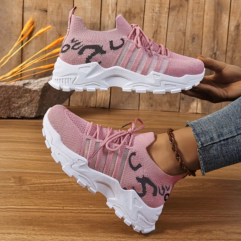 Women's Casual Mid-Top Sneakers Breathable Fabric White Lace-Up Comfortable