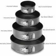 Set of 4 Non-Stick Springform Cake Pans with Removable Bottoms for Baking