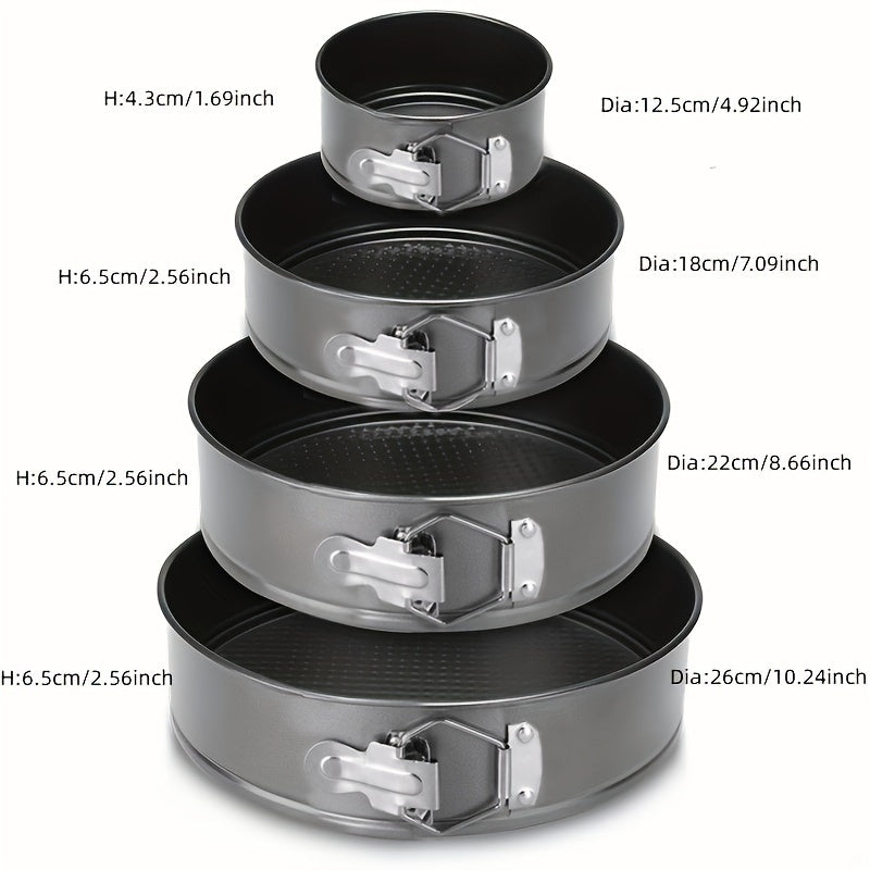 Set of 4 Non-Stick Springform Cake Pans with Removable Bottoms for Baking