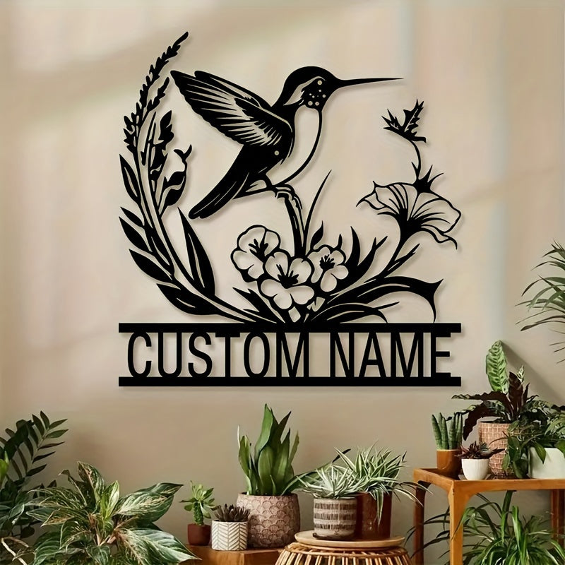 Personalized Metal Bird and Flower Wall Art for Porch or Courtyard Farmhouse Decor