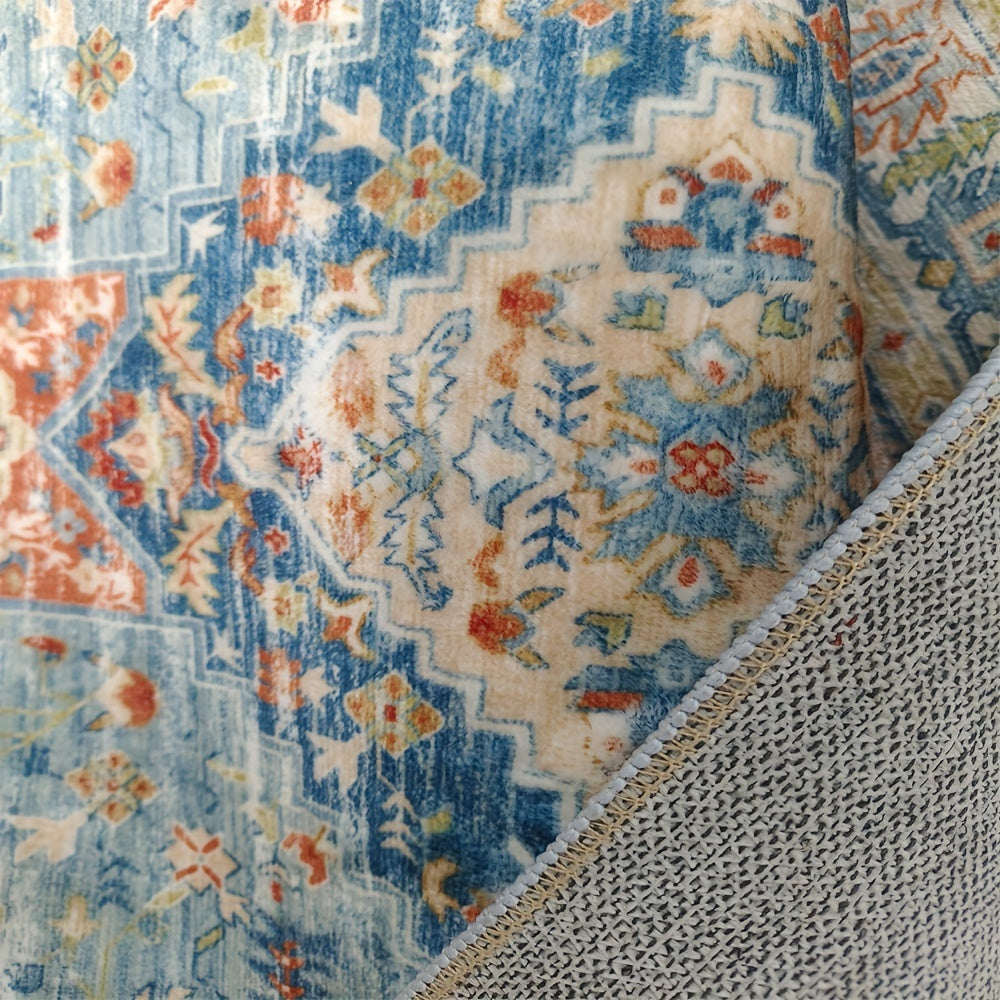 Green Leaf Pattern Area Rug Non-Slip Soft Feel Irregular Shape for Living Room Bedroom