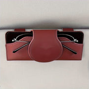 Car Visor Glasses Holder with Magnetic Closure PU Leather Eyeglasses Organizer Vehicle Sun Visor Storage Clip