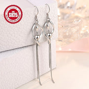 925 Silver Tassel Earrings Hypoallergenic Twisted Bead Drop Jewelry