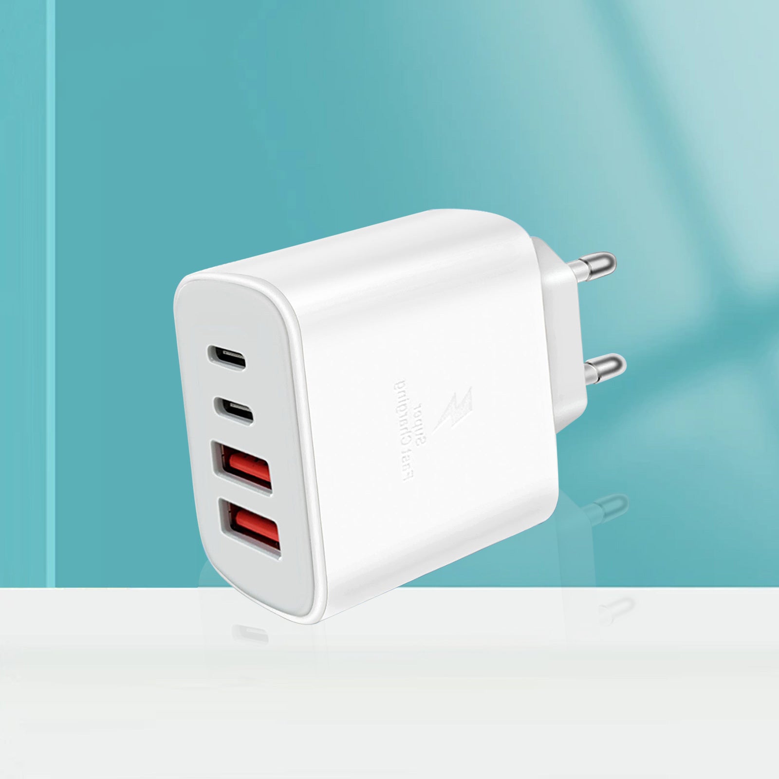 iPhone 12/ Pro/ ProMax, iPad, Airpods, Apple Watch, Galaxy uchun 4-portli Type C bilan mos keladigan tez zaryadlash devor rozetkasi adapteri.