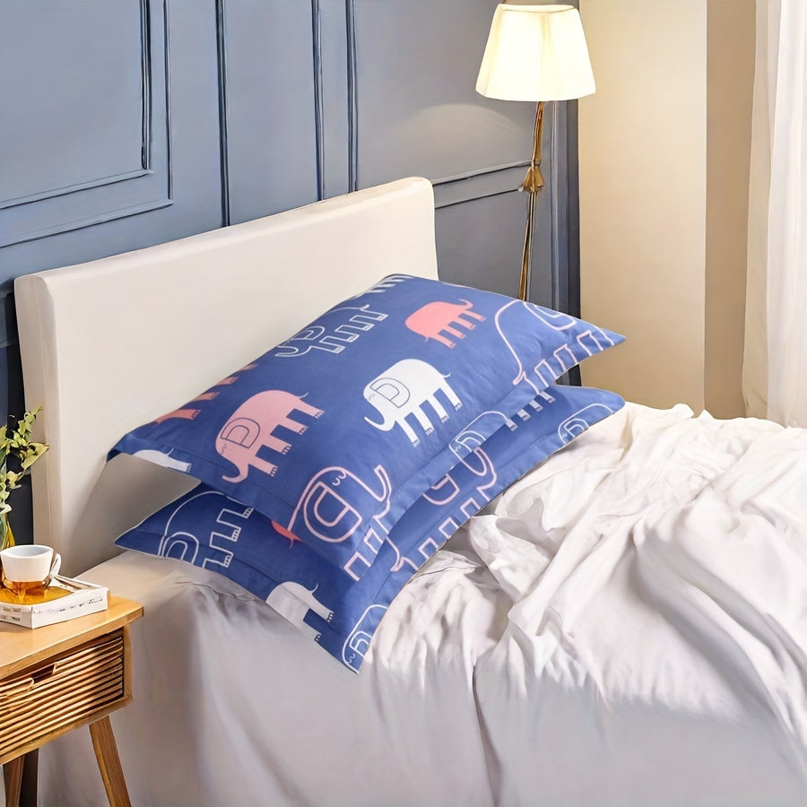 Elephant Print Satin Pillowcases Standard Size Cozy Envelope Closure