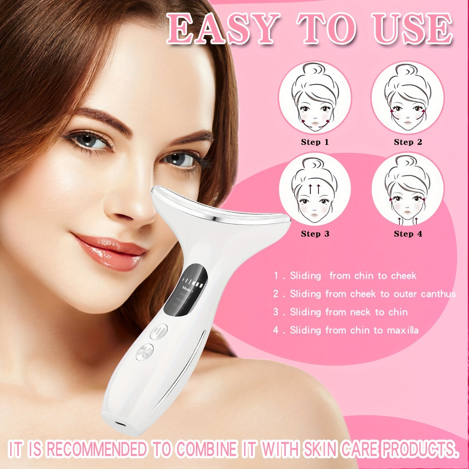 Masajeador facial y de cuello para mujer, recargable por USB, cuidado de la piel, regalo