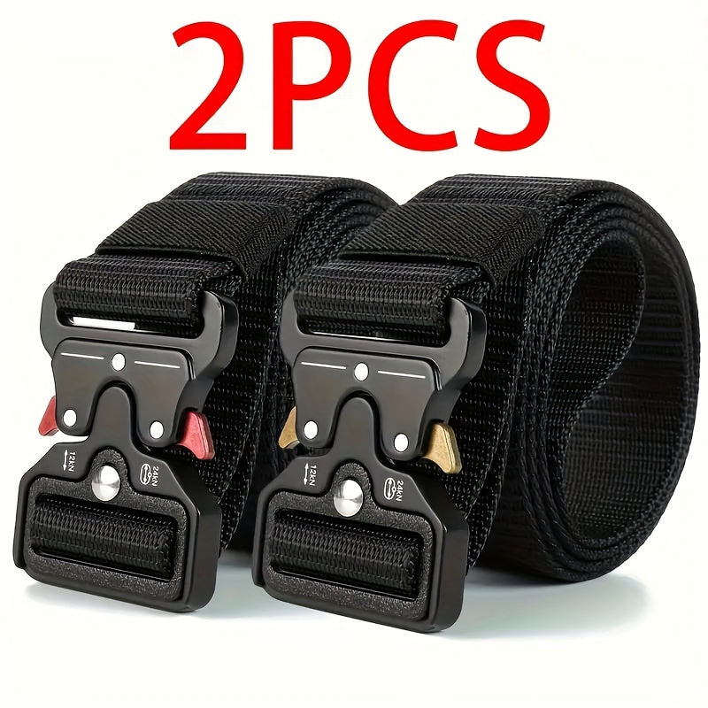 Men's Black Tactical Multi-Function Belt for Hunting and Outdoors 2 Pack